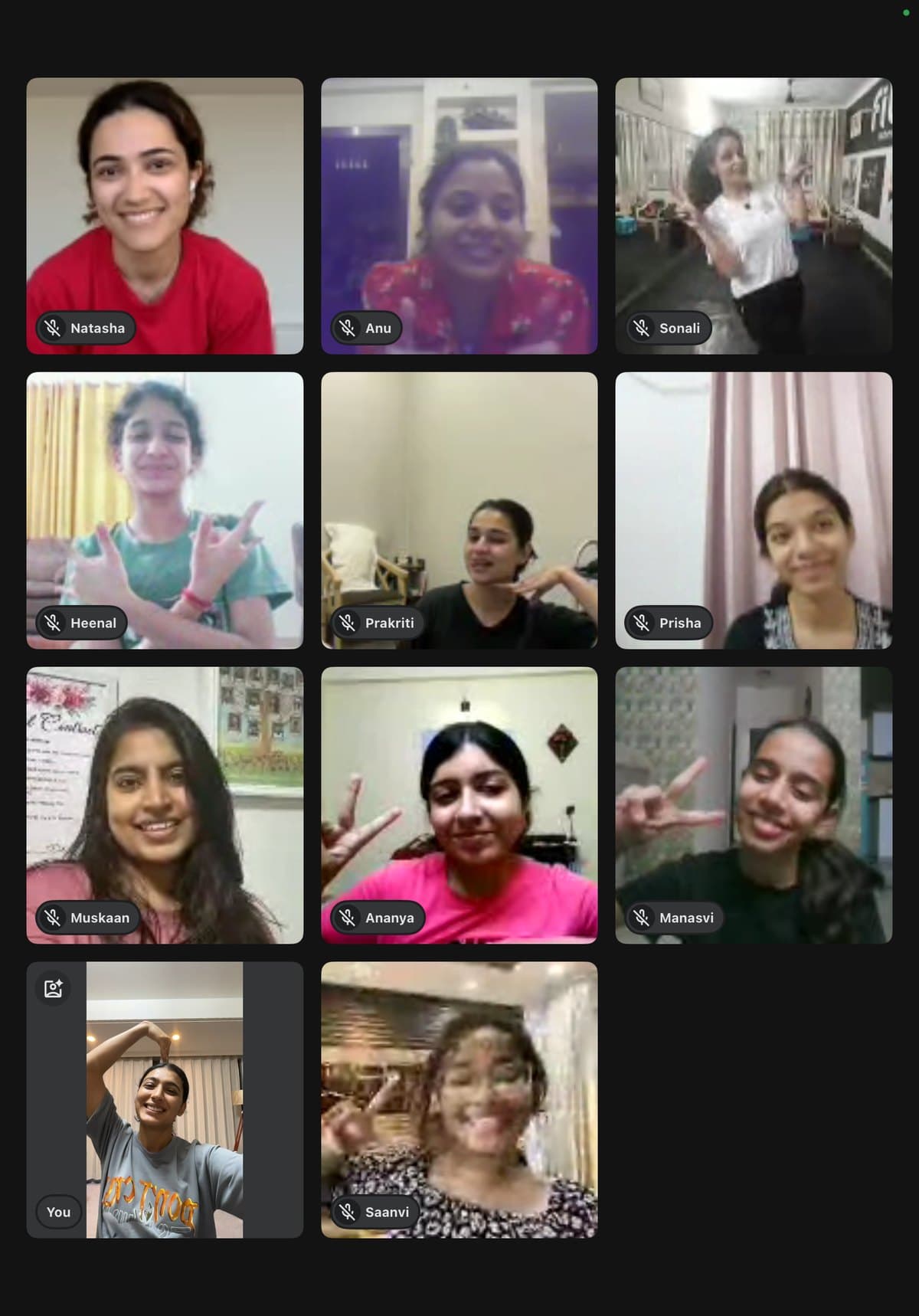 Students joining the live online class from their own homes