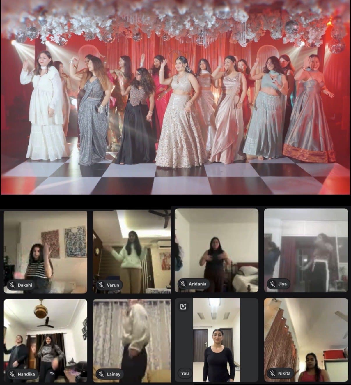 A wedding performance alongside the online rehearsals that built it